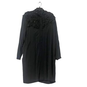 Vintage Lims women's One Size Black Blouse crochet embellished studs‎